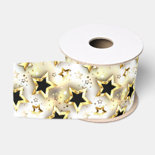 Light seamless with gold stars grosgrain ribbon