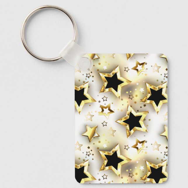Light seamless with gold stars key ring (Front)