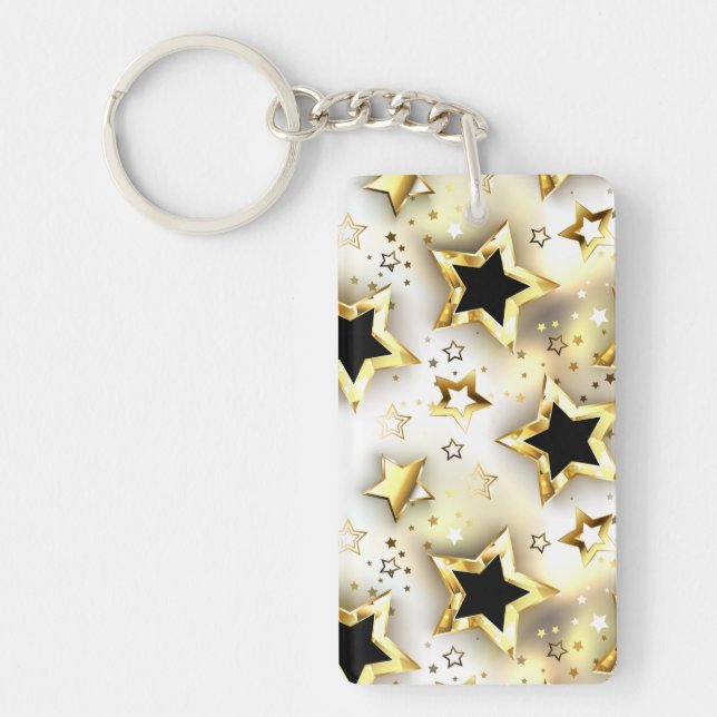 Light seamless with gold stars key ring (Front)