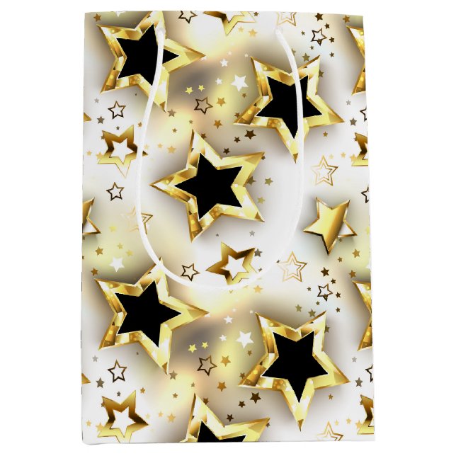 Light seamless with gold stars medium gift bag (Front)