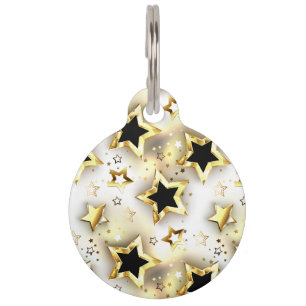 Light seamless with gold stars pet tag