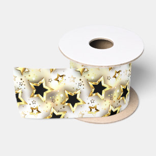 Light seamless with gold stars satin ribbon