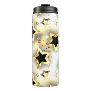 Light seamless with gold stars thermal tumbler