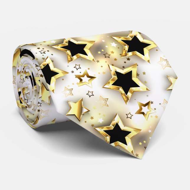 Light seamless with gold stars tie (Rolled)