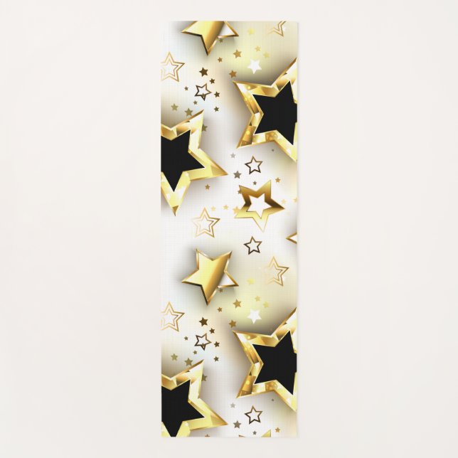 Light seamless with gold stars yoga mat (Front)