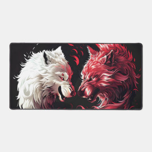 Light Shadow Wolf Spirit Animal Fantasy Desk Mat