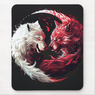 Light Shadow Wolf Spirit Animal Fantasy Mouse Pad