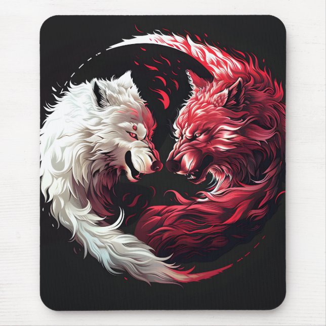 Light Shadow Wolf Spirit Animal Fantasy Mouse Pad (Front)