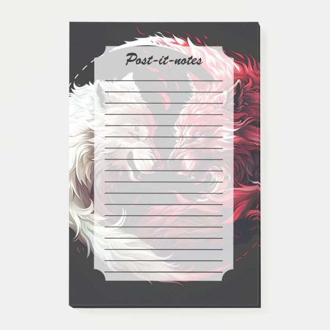 Light Shadow Wolf Spirit Animal Fantasy Post-it Notes (Front)