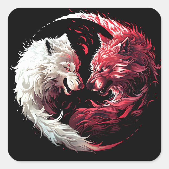 Light Shadow Wolf Spirit Animal Fantasy Square Sticker (Front)