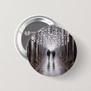 Light, shadows and symmetry - sepia 6 cm round badge
