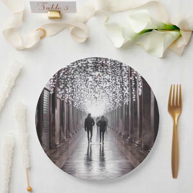 Light, shadows and symmetry - sepia paper plate (Wedding)