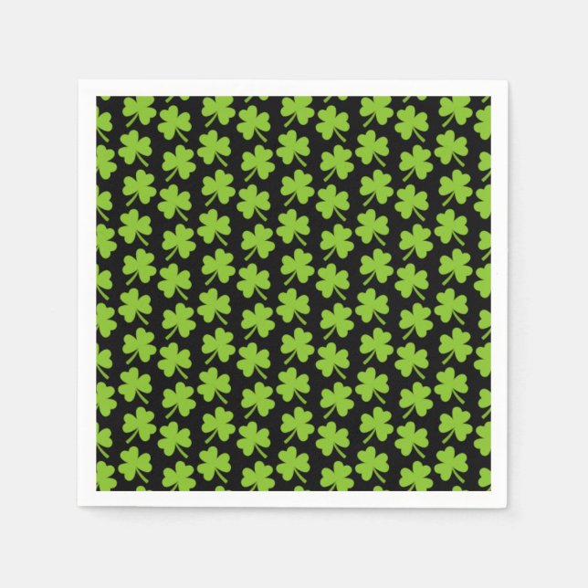Light Shamrocks Black Napkin (Front)