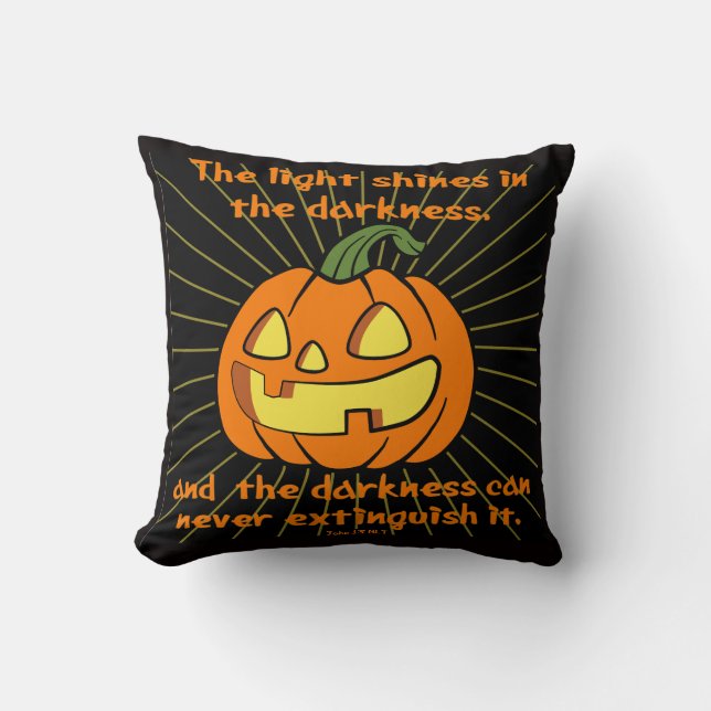 Light shines in the darkness Jack-o-lantern Cushion (Front)