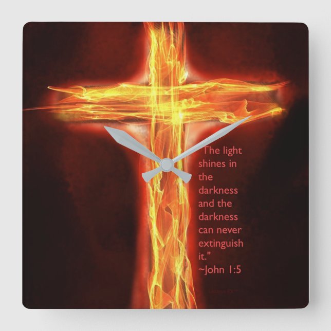 "Light shines" Square Wall Clock (Front)