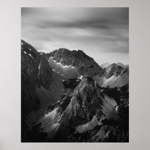 Light shining on majestic mountains poster