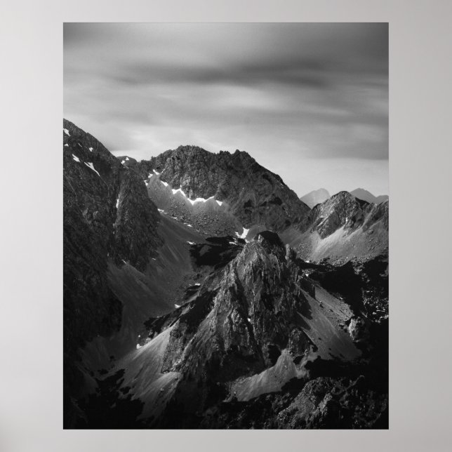 Light shining on majestic mountains poster (Front)