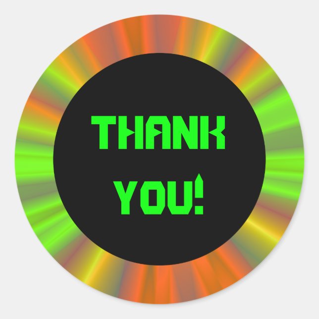 Light Show Fractal Art Thank You Classic Round Sticker (Front)