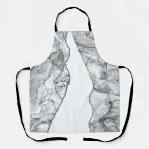 LIGHT SILVER MARBLE AGATE GLITTER GLAM APRON