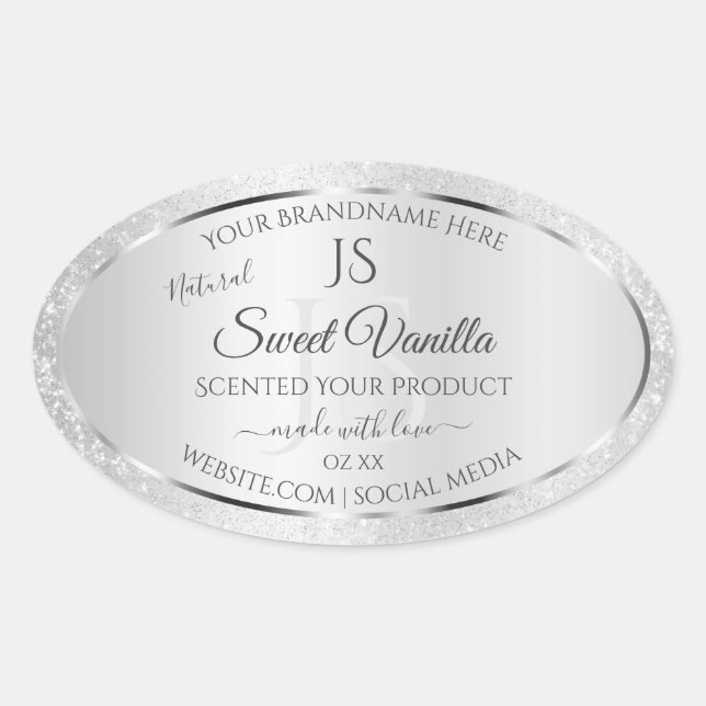 Light Silver Soft Glitter Product Labels Monogram (Front)