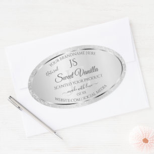 Light Silver Soft Glitter Product Labels Monogram