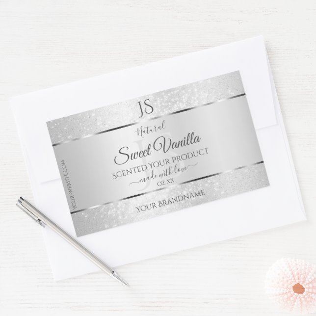 Light Silver Soft Glitter Product Labels Monogram (Envelope)