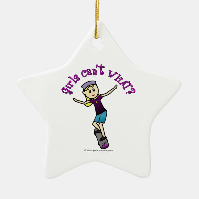 Light Skateboarder Ceramic Tree Decoration (Front)