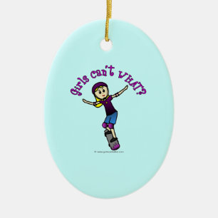 Light Skater with Helmet Ceramic Tree Decoration