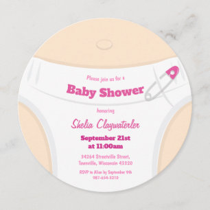 Light Skin & Diaper Pink   Baby Shower Invitation