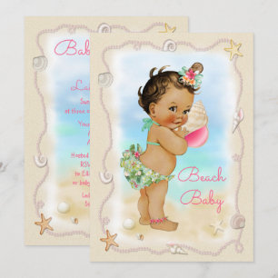 Light Skin Ethnic Conch Shell Beach Baby Shower Invitation