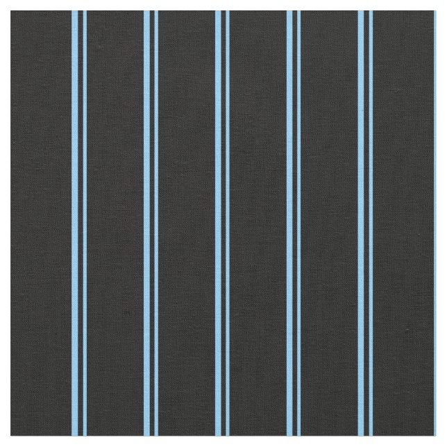 Light Sky Blue and Black Coloured Lines Fabric (Close Up)
