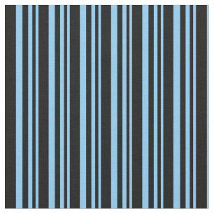 Light Sky Blue and Black Coloured Stripes Fabric