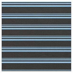 Light Sky Blue and Black Lined Pattern Fabric