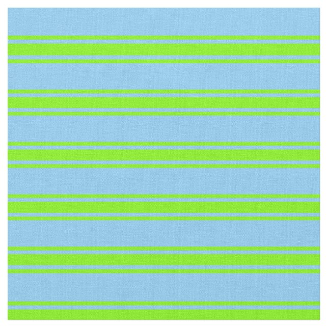 Light Sky Blue and Green Lines/Stripes Pattern Fabric (Close Up)