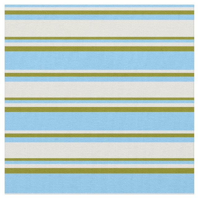 Light Sky Blue, Beige & Green Coloured Pattern Fabric (Close Up)