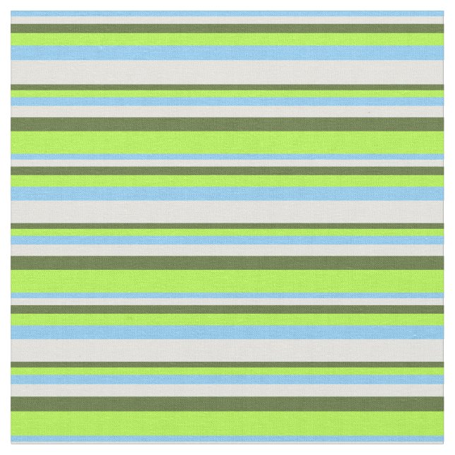 Light Sky Blue, Cyan, Olive Green & Light Green Fabric (Close Up)