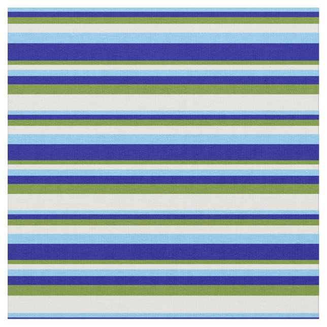 Light Sky Blue, Dark Blue, Green, and Mint Cream Fabric (Close Up)