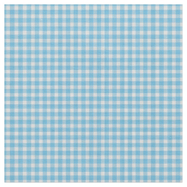 Light Sky Blue Gingham Check Pattern   Fabric (Close Up)