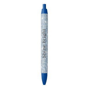 Light Sky Blue Glitter Birthday Black Ink Pen