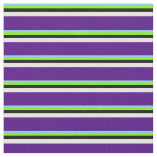 Light Sky Blue, Green, Black, White, and Indigo Fabric