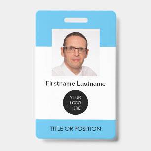 Light Sky Blue ID Photo Name Badge