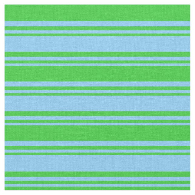 Light Sky Blue & Lime Green Coloured Stripes Fabric (Close Up)