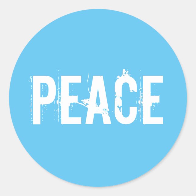light sky blue Peace Classic Round Sticker (Front)