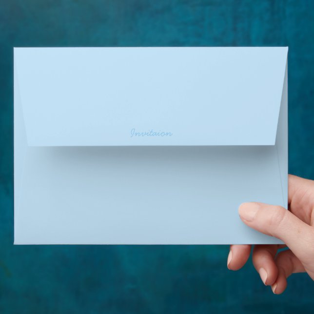 Light Sky Blue Plain Personal Stationery Envelope (Hand)
