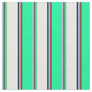 Light Sky Blue, Red, Green, White & Black Coloured Fabric