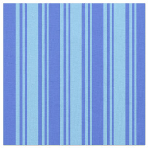 Light Sky Blue & Royal Blue Coloured Lines Fabric