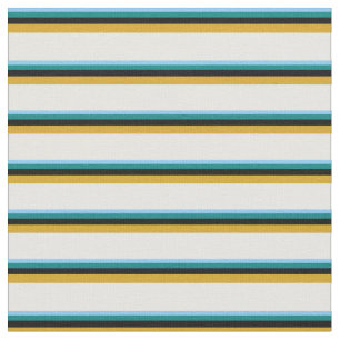 Light Sky Blue, Teal, Black, Goldenrod, Mint Cream Fabric