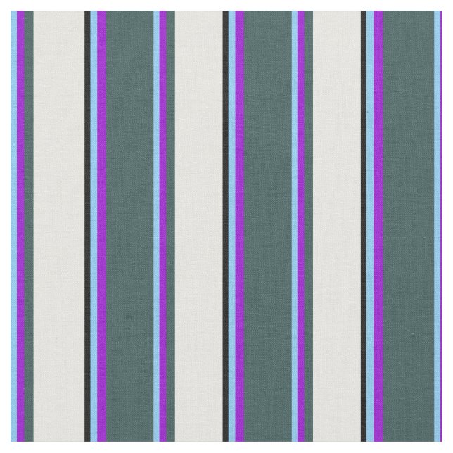 Light Sky Blue, Violet, Grey, Mint Cream & Black Fabric (Close Up)