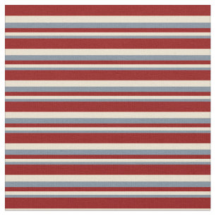 Light Slate Grey, Beige, and Dark Red Lines Fabric