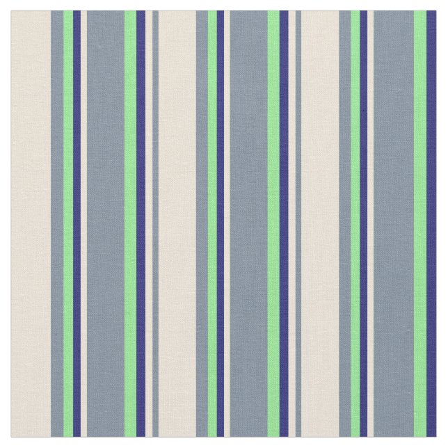 Light Slate Grey, Bisque, Midnight Blue & Green Fabric (Close Up)